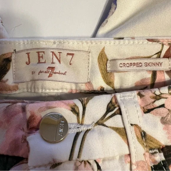 JEN7 by Seven For All Mankind Floral Cropped Skinny Jeans Sz 6 - Picture 3 of 12